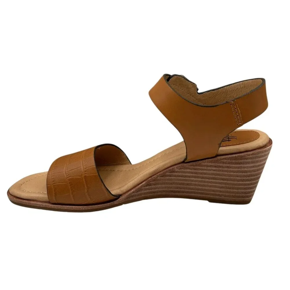 Sofft Garin Women’s Wedge Sandals Size 8.5‎ Brown Open-toe Hook & loop Closure